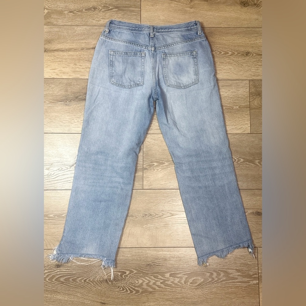 We The Free Maggie Mid Rise Straight Distressed Jeans in Light Stone - Picture 14 of 16
